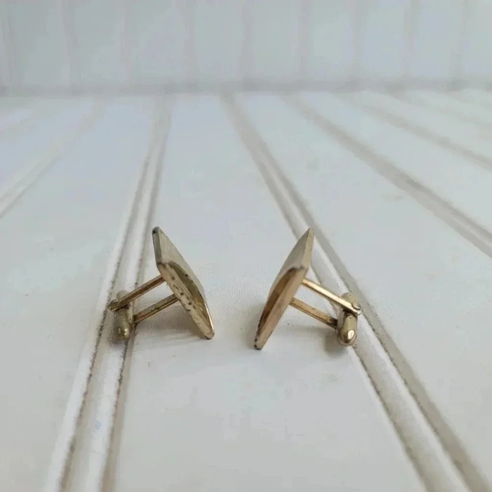 Vintage Swank Gold Tone Cuff Links Modernist Design